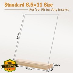 xydstay 2pk Acrylic Sign Holder Wood Base