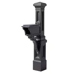 Atherton 59.75 In. H X 8.125 In. W X 24.25 Inc. D Resin Overpost Mail Post Onyx