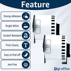 62mm CONTINUOUS Compatible for Brother DK2205 Labels w/1 Frame for QL-700 QL-500