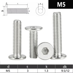 M5 Ultra Thin Wafer Flat Head Low profile Screws Bolt Allen Key Stainless Steel