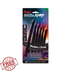Pentel EnerGel Kuro Shades of Dusk Pens – Assorted Ink, 6pk
