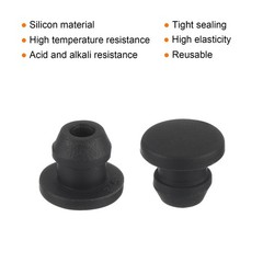 10Pcs Silicone Snap in Locking Hole Plugs Seal Cover Panel Round 5mm Black