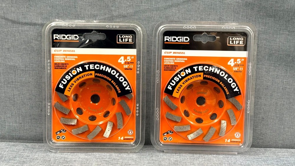 Lot Of 2 -RIDGID 4.5 in. Turbo Cup Wheel- Free Shipping
