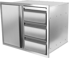 Outdoor Kitchen Drawer Combo,Stainless Steel Sealed Storage Combo with Triple Dr