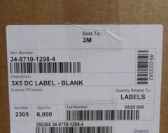 6000 /Pack ~ 3″ x 5″ Direct Thermal DC Labels – Blank ~ 34-8710-1298-4