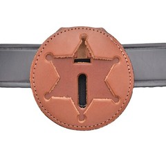 Perfect Fit Tan Leather 6 Point Star Belt Badge Clip Badge Holder Sheriff B812