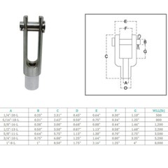 Marine Stainless Steel T316 Left Handed Threaded Yoke End