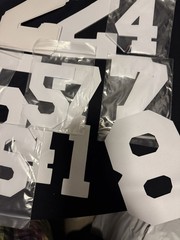 Large LOT VINYL & TWILL SPORTS 4″ 6″ 3″ 8″ NUMBERS Heat Transfer Press White