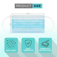 50/100 Pcs Blue Disposable Face Cover 3-Ply Filter Breathable Earloop Masks