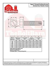 #8-32 Slotted Hex Washer Head Type F Thread Cutting Screws (Pick Length & Qty)