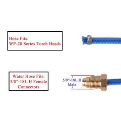 3.8m(12.5ft)/7.6m(25ft) TIG Torch Water-Cooled Hose for WP 20 w/ 5/8″-18L.H