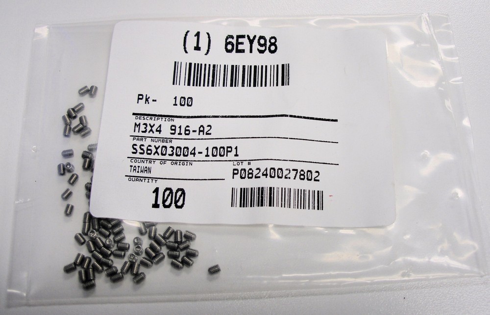 PACK OF 100 – Socket Set Screw M3X4 916-A2