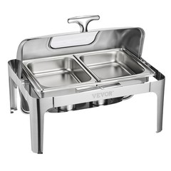 9QT Roll Top Chafing Dish Buffet Set Stainless Steel Chafer Food Warmer w/ Clip