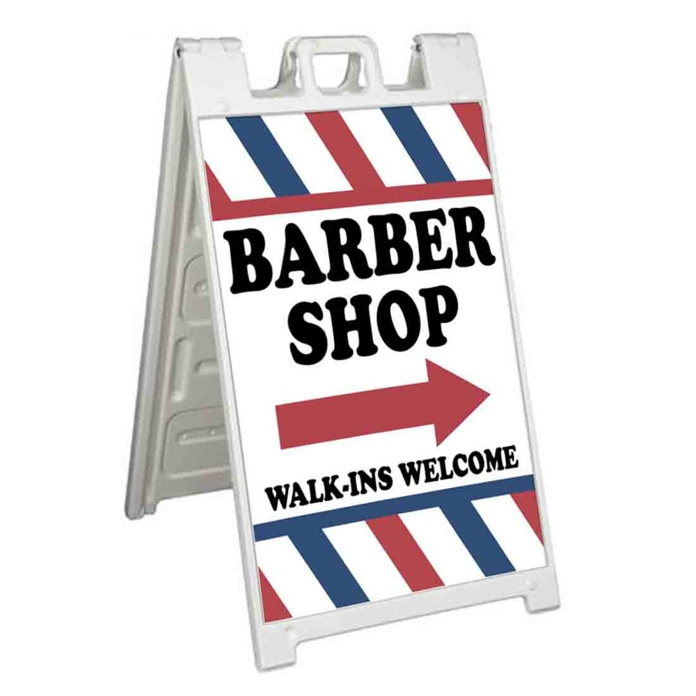BARBER SHOP RIGHT ARROW Signicade 24×36 Aframe Sidewalk Sign Banner Decal