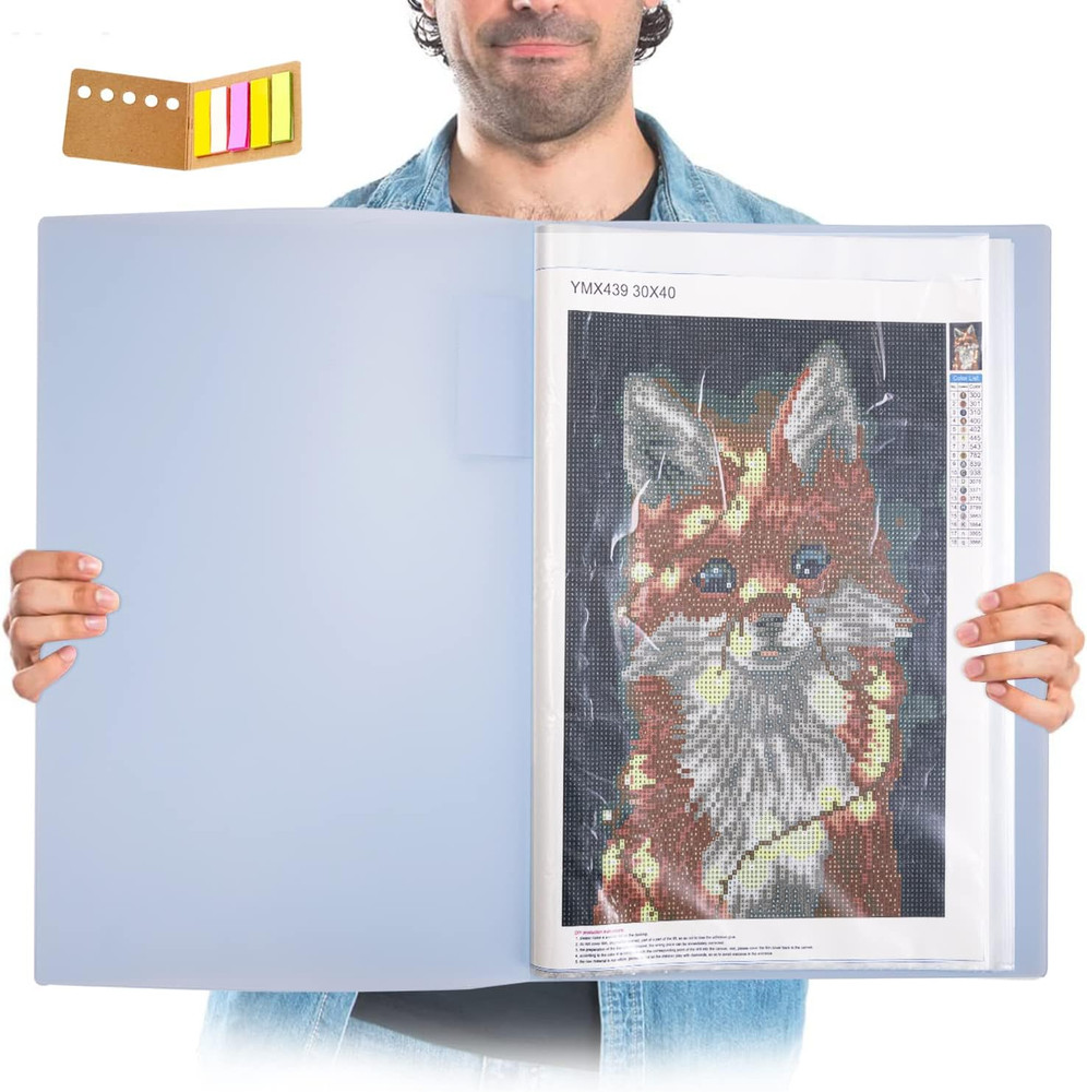 A3 Art Portfolios Case 40 Pages,Diamond Painting Storage Book,Pocket Protector w
