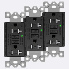 GFCI Outlet 20 Amp duplex Receptacles TR WR with Decor Wall Plates Black 3 Pack