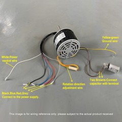 VEVOR 1/3HP Furnace Blower Motor 110-120V 4.4A 1075RPM 4 Speeds 48 Frame 1 Phase