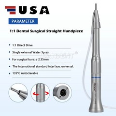 SANDENT Dental Surgical Straight Handpiece 1:1 Direct Drive Micro Surgery E-type