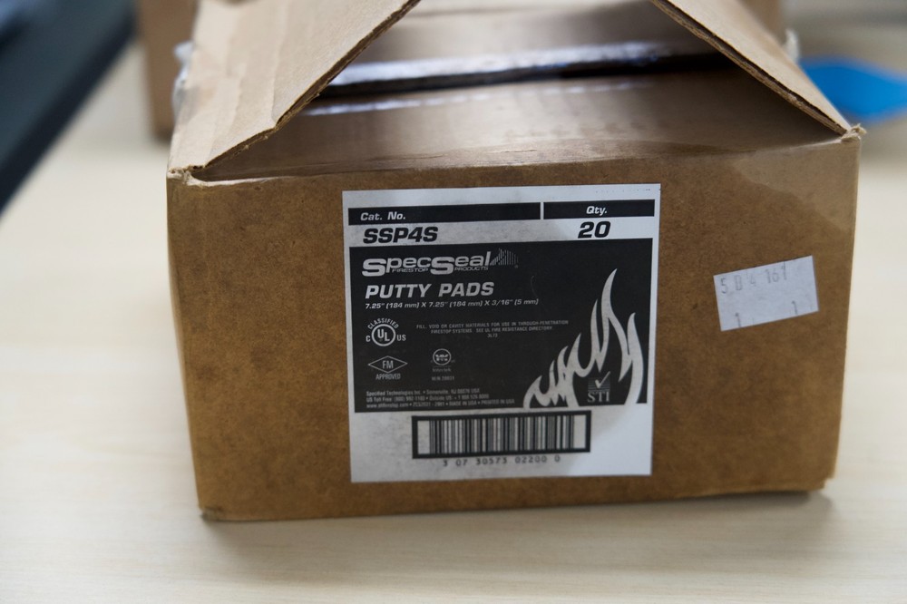 SpecSeal Firestop Products SSP9S Putty Pads 9″ x 9″ x 3/16″ Box Of 20
