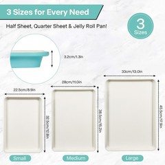 Spmarkt 3-Pack Blue Ceramic-Coating Baking Sheet Pans, 18inch,