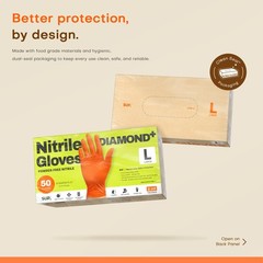 SUPER+ HEAVY DUTY Nitrile Gloves 8 Mil Diamond Texture Large, Large (Orange)