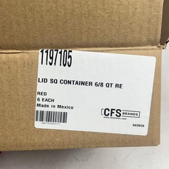 CARLISLE (6 PACK) Square Food Storage Container Lid 6-8qt Red 1197105