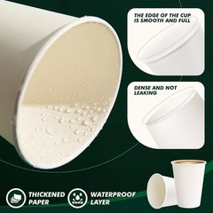 Paper Coffee Cups 12 oz 100 Pack Disposable Hot Coffee Cup 12oz White To Go Cups