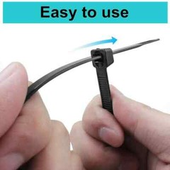 100 Cable Zip Ties Cable Ties Heavy Duty Nylon Cord Black 50lb test UV Resistant