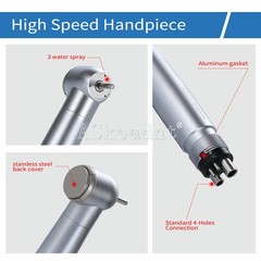 Dental 3 water spray High Speed Handpiece Push Button Ceramic 4 Holes ASkeadnt