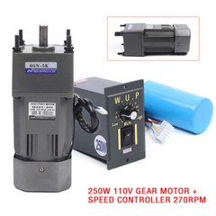 250W 110V AC Gear Reduction Motor Electric+Variable Speed Control Reversible New