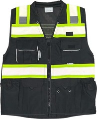 Men’s Professional Safety Vest Black XXL Zipper Pockets