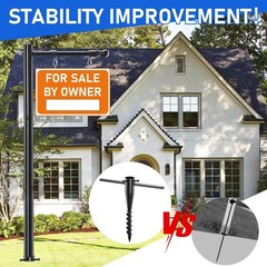 Real Estate Sign Post, 100 inch Realtor Yard Post for Sale 100″, black