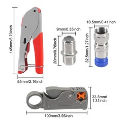 Coax Cable Crimper Tool Kit Coaxial Compression Fitting Red and Metallic