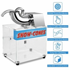 Electric Cone Ice Shaver Machine Snow Crush Stainless Steel Dual Blade Smoothie