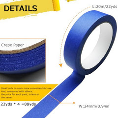 4 Rolls Blue Painters Tape, Masking Tape, Painter’S Tape, Painting Tape with Mul