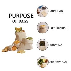 Biglotbags – 12 x 20 Inches Premium Canvas Cotton Double Drawstring Muslin Bags