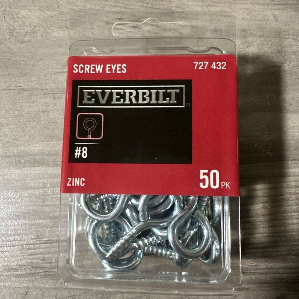Everbilt #8 Zinc-Plated Steel Lag Screw Eyes (50-Pack)