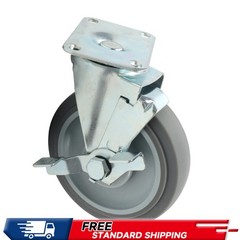 4 Pieces Load Capacity 1400 Pounds Heavy Duty Casters 5″ Side Brakes Rubber Gray