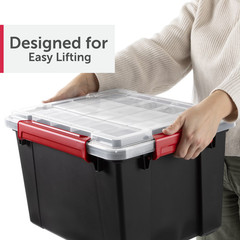Sterilite 8.5 Gallon Small Gasket Tote, IP68 WaterProof Plastic Storage Bin