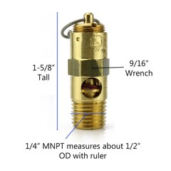175 PSI Air Compressor Safety Relief Pop Off Valve Solid Brass 1/4″ Male NPT USA