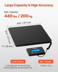 VEVOR 440 lbs Digital Postal Scale 0.35 oz/3.5 oz Dual Accuracy Shipping Scale