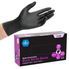 MedPride Nitrile Gloves Powder-Free, Large, Black, 100-Pack