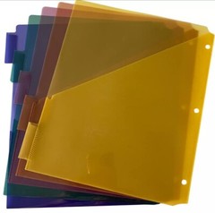 5x Dividers Folders 2 Pockets Each Binder Tab Plastic Divider Sectional NEW
