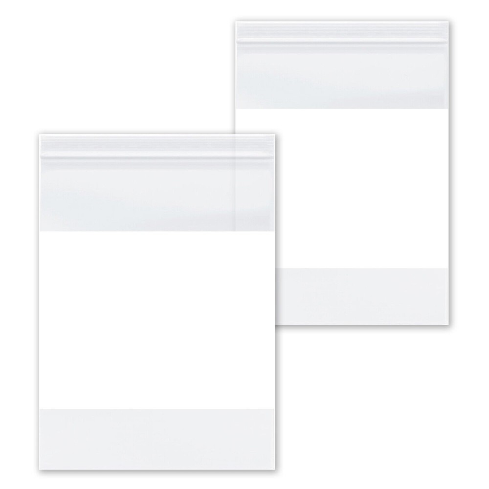 5000 Zip Seal Bags 12″x15″ White Block 4Mil Poly Writable Resealable Clear 12×15