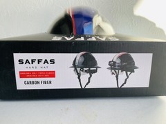 Saffas Carbon Fiber Hard Hat Full Brim Goggles Safety Helmet 6-Pt Suspension NIB