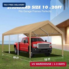 10X20Ft Carport Canopy Replacement Cover Heavy Duty Waterproof & UV Protected, A