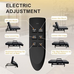 Electric Lift Bed for Seniors with OneTouch Backrest Lift & Wired Remote Control