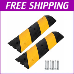 2 Pack Modular Rubber Speed Bump Driveway Cable Protector Ramp 3.3ft 2 Channel