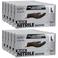 ForPro Disposable Nitrile Gloves, Chemical Resistant, 4 Mil, Large, 1000~Count