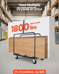 Reinforced Steel Drywall Dolly 1800lb Load 5in Wheels for Construction Sites